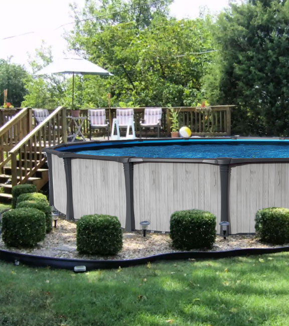 White Wood Above Ground Pool